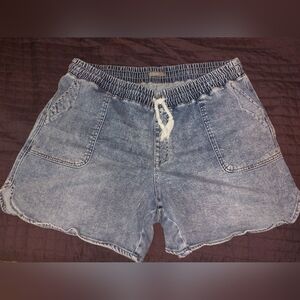 Maurices XL Blue Jean Shorts with Elastic Waistband Drawstring